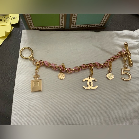 Chanel Gold and Pink Iconic Charm Bracelet